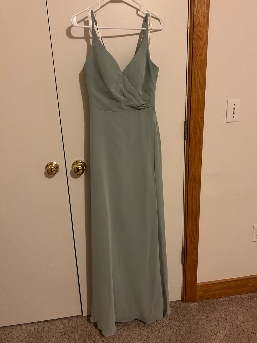 Azazie Agave Spaghetti Strap Bridesmaids Dress with lace back